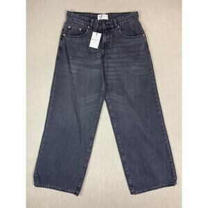 Motel Denim Jeans Womens 26x32 Black Straight Wide Leg Mid Rise Relaxed Fit